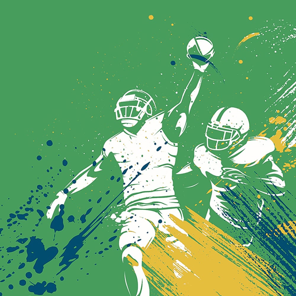 Origin Murals American Footballers Paint Splash Green Wall Mural Image 2