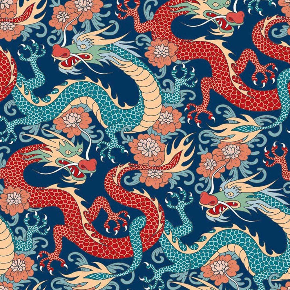 Bobbi Beck Eco Luxury Oriental Dragon Blue Wallpaper Image 1