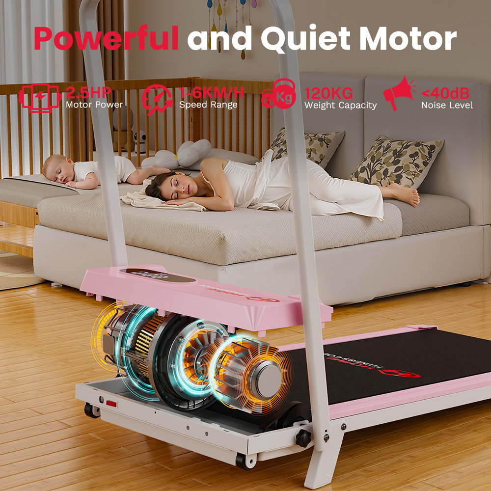 Rattrix Pink Manual Incline Foldable Walking Treadmill Image 2