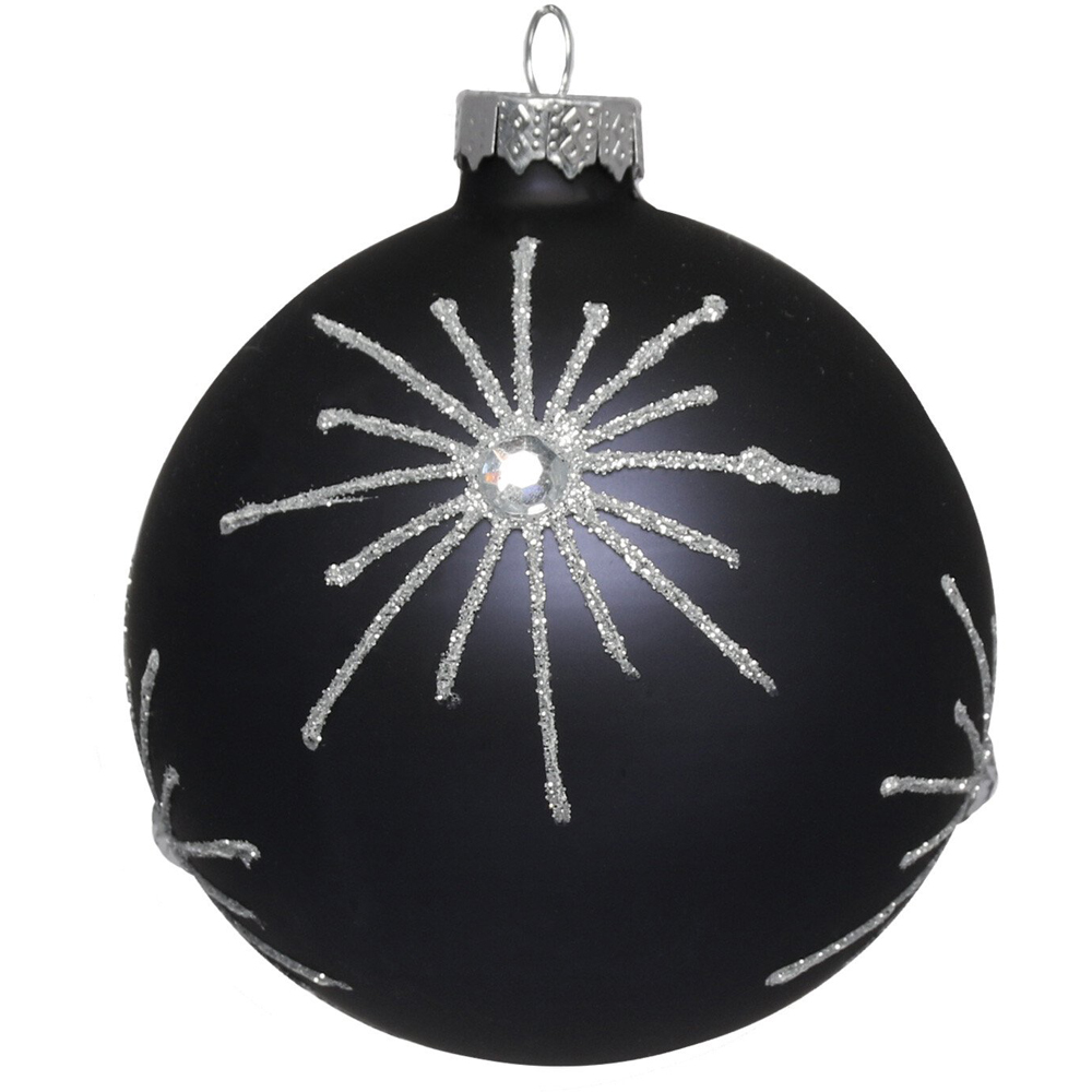 Matte Navy Glitter Pattern Bauble Image 2