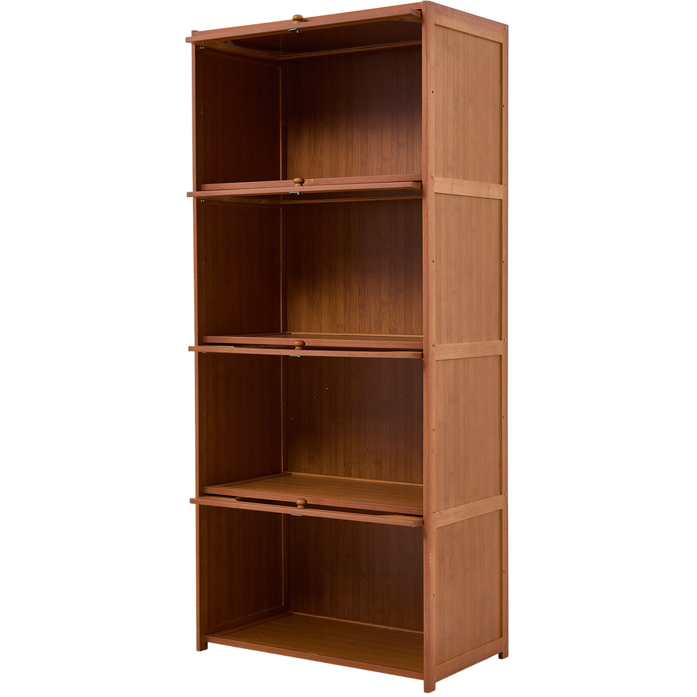 Living and Home 4 Acrylic Door Brown Bamboo Bookcase Image 5