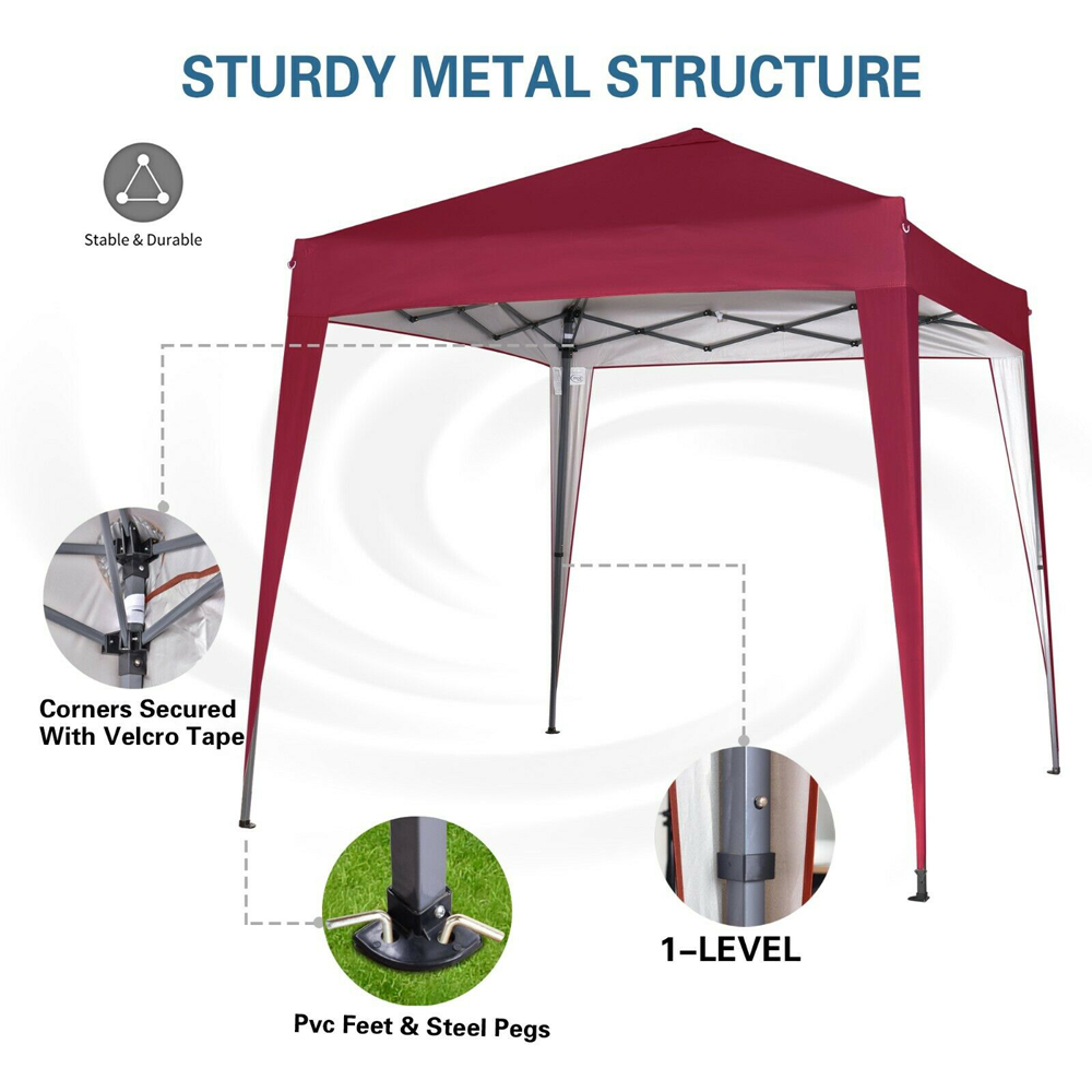 Red 2 x 2m Pop Up Gazebo with Removable Sidewalls Image 3