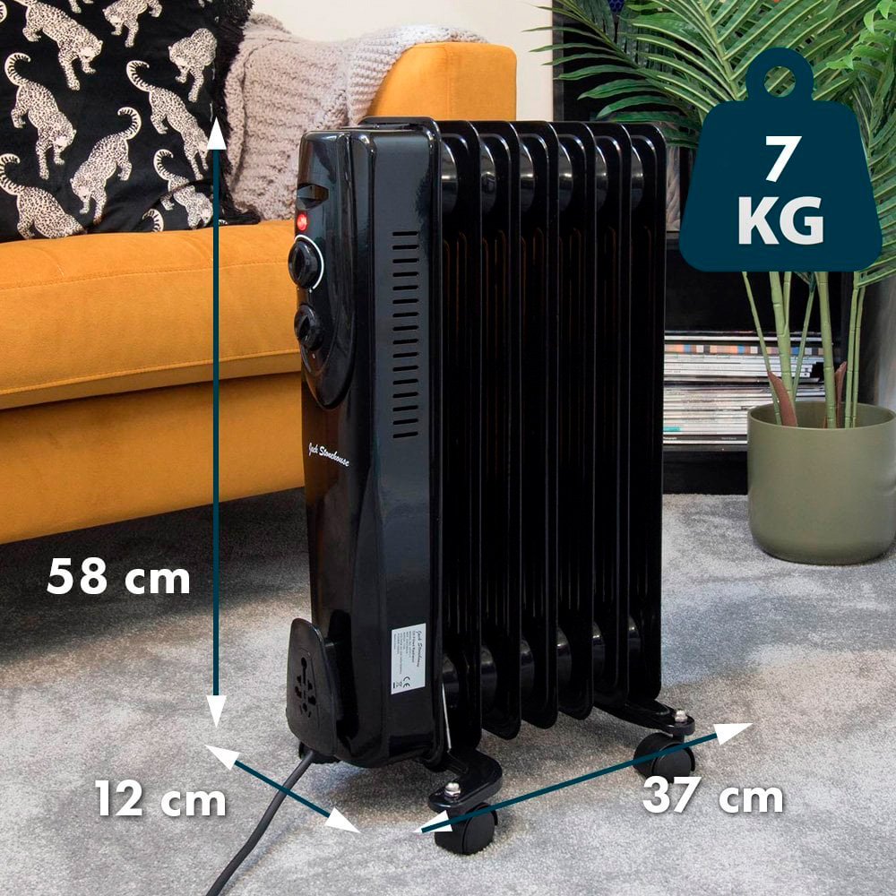 Jack Stonehouse Black Portable Oil Filled Radiator 2000W Image 4