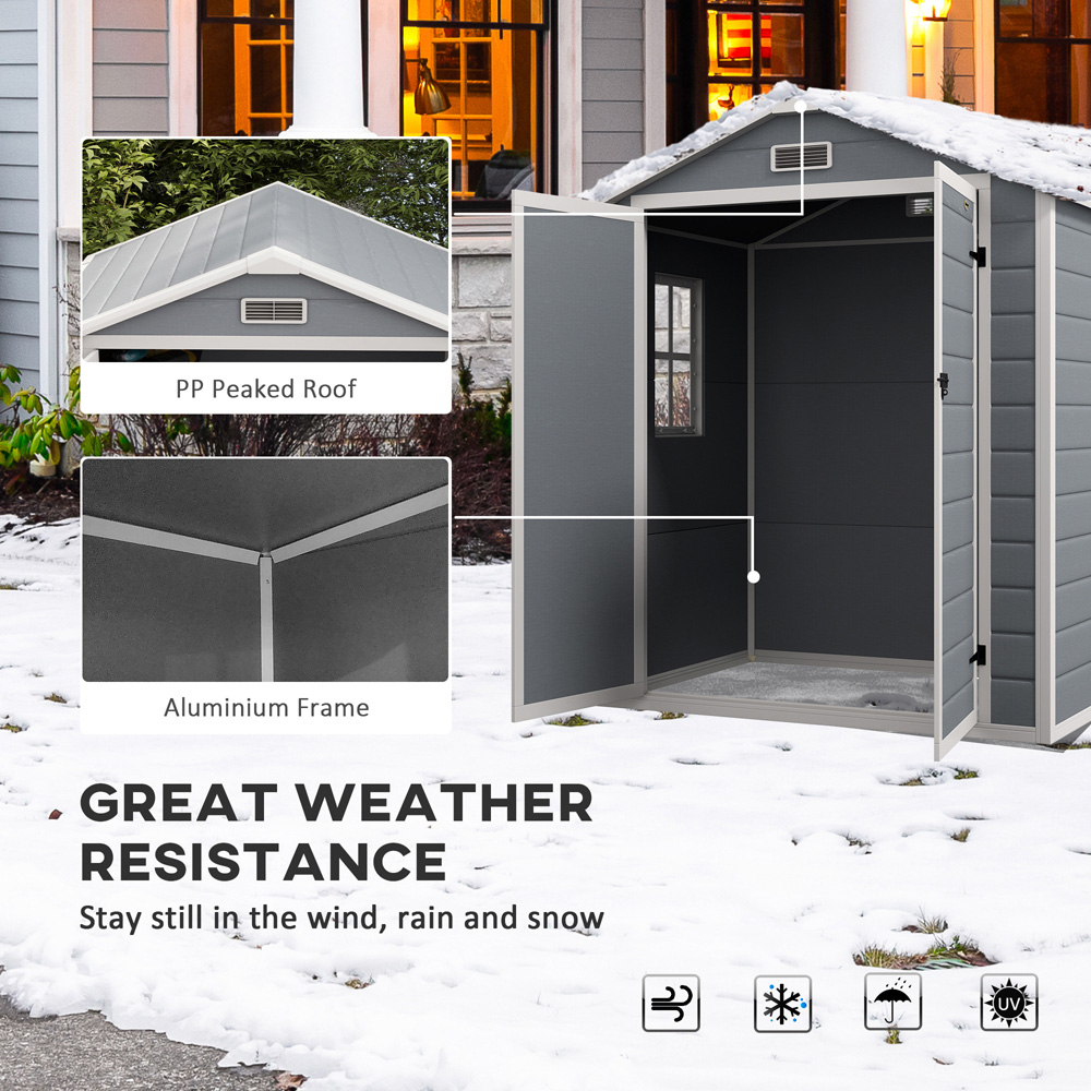 Outsunny 6 x 4.5ft Grey Storage Metal Shed Image 7