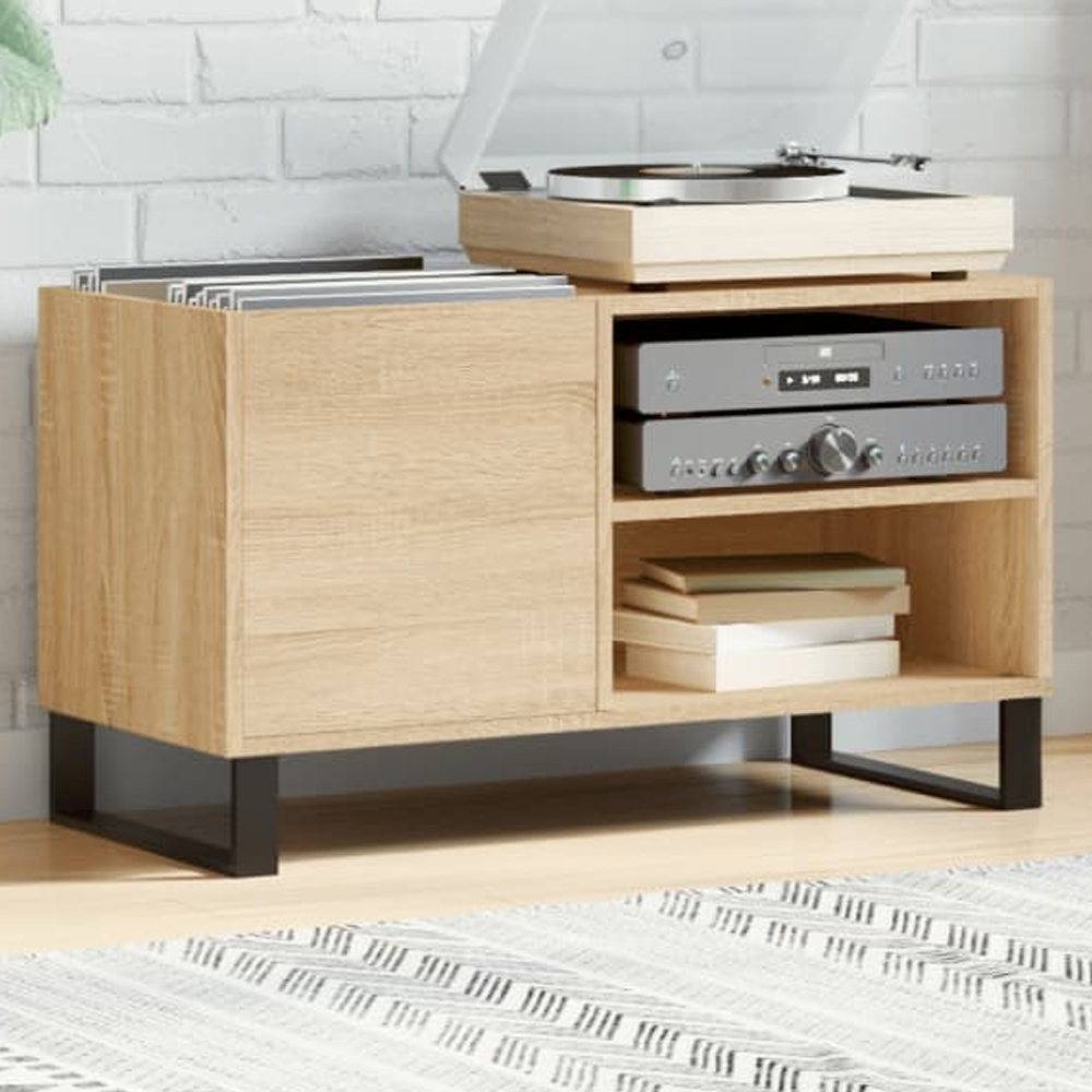 vidaXL 2 Shelf Sonoma Oak Record Cabinet Image 1