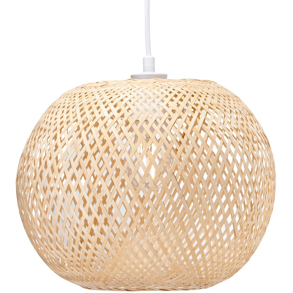 Happy Homewares Natural Bamboo Strapping Spherical Cage Pendant Shade Image 1