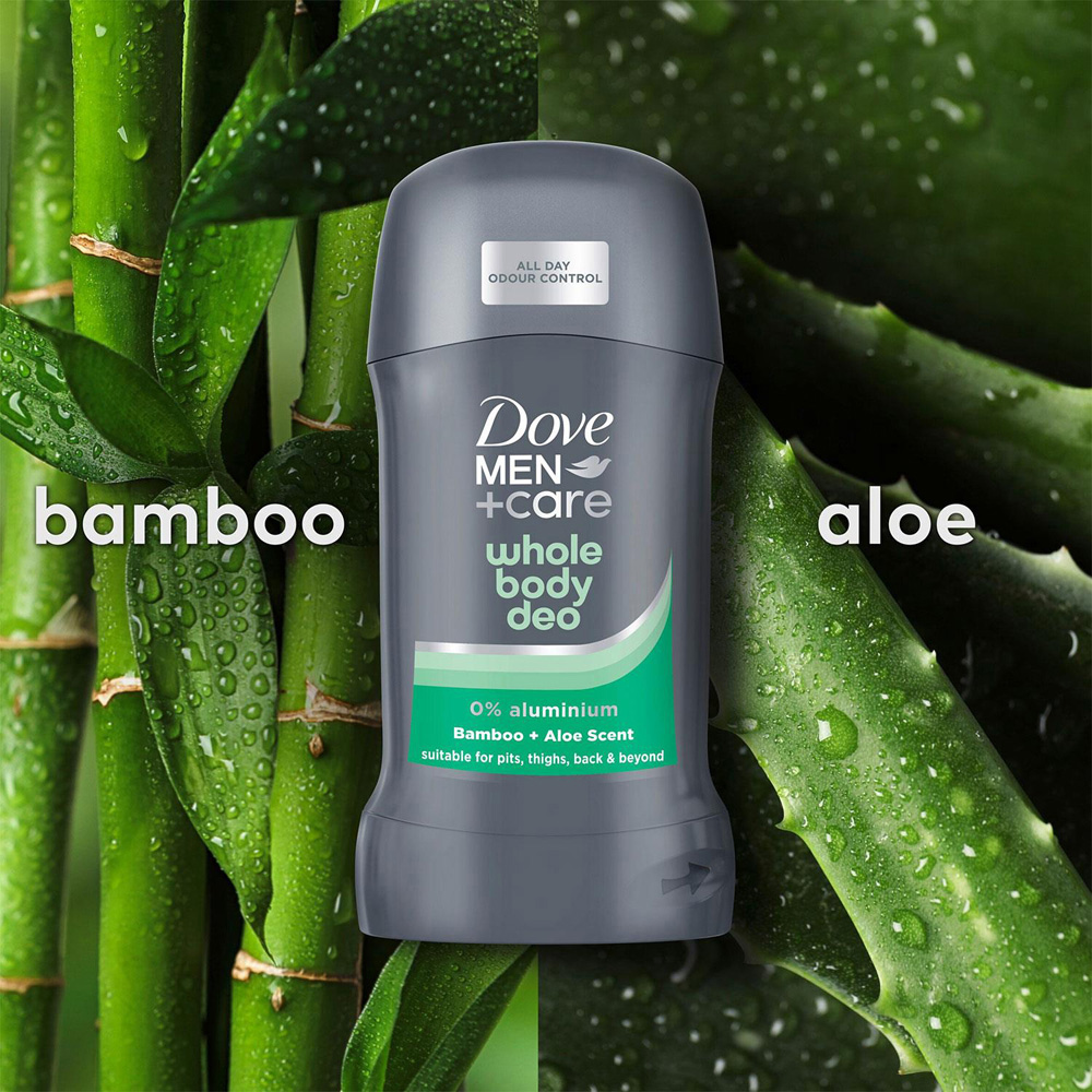 Dove Men+Care Whole Body Bamboo and Aloe Odour Control Deodorant Stick 50ml 6 Pack Image 4