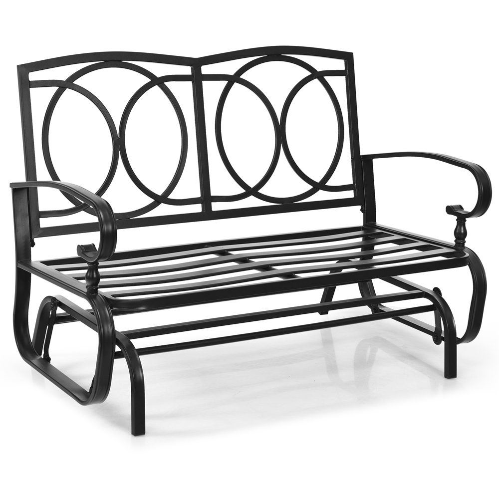 Costway 2 Seater Beige Patio Glider Chair with Cushions Image 3