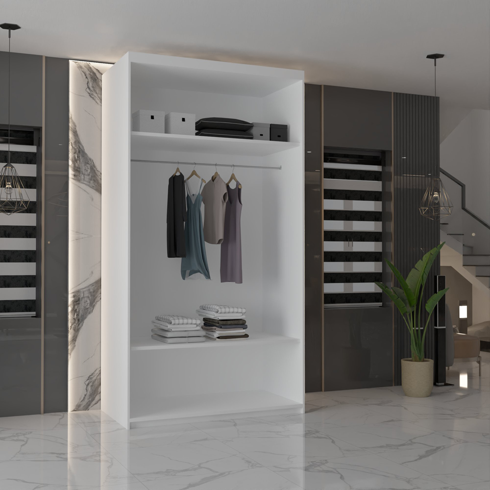 M N Furniture Modern Gala 2 Door White Mirrored Sliding Wardrobe 90cm Image 3