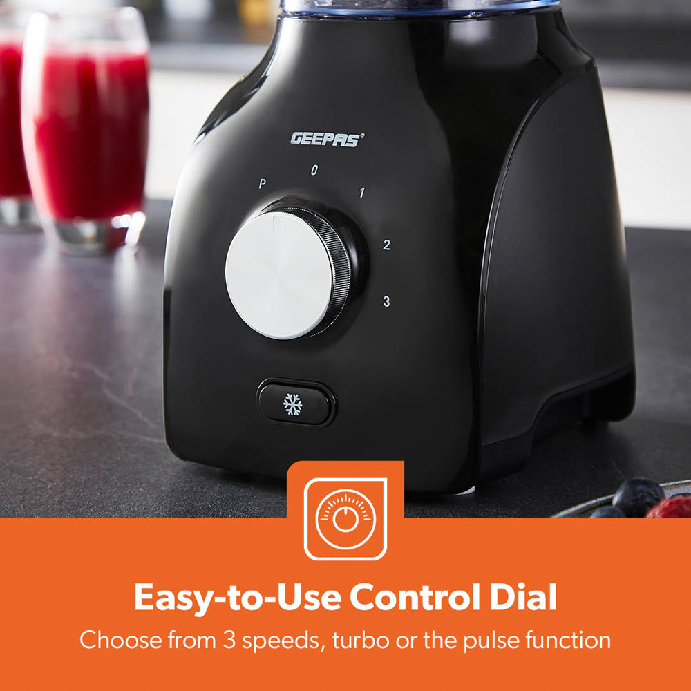 Geepas GSB44109UK-BK Black 1.8L 2-in-1 Food Jug Blender and Coffee Spice Grinder 600W Image 3