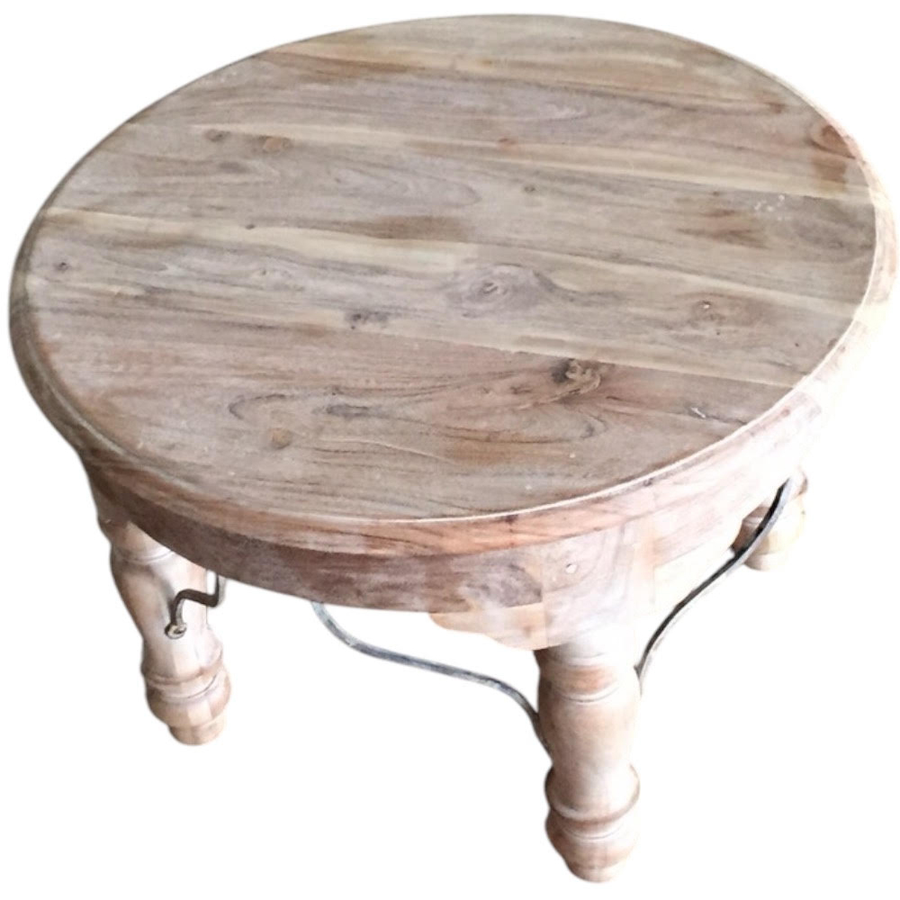Acacia Home Light Wood Round Table Image 2