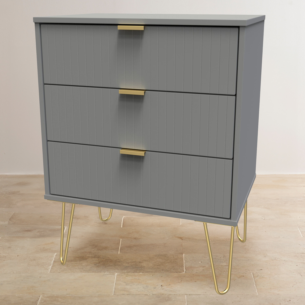 Crowndale 3 Drawer Dusk Grey Chest of Drawers Ready Assembled Image 1