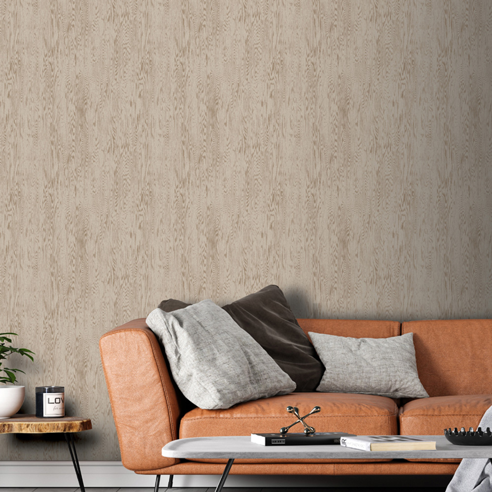 Arthouse Wood Grain Neutral Wallpaper Image 5