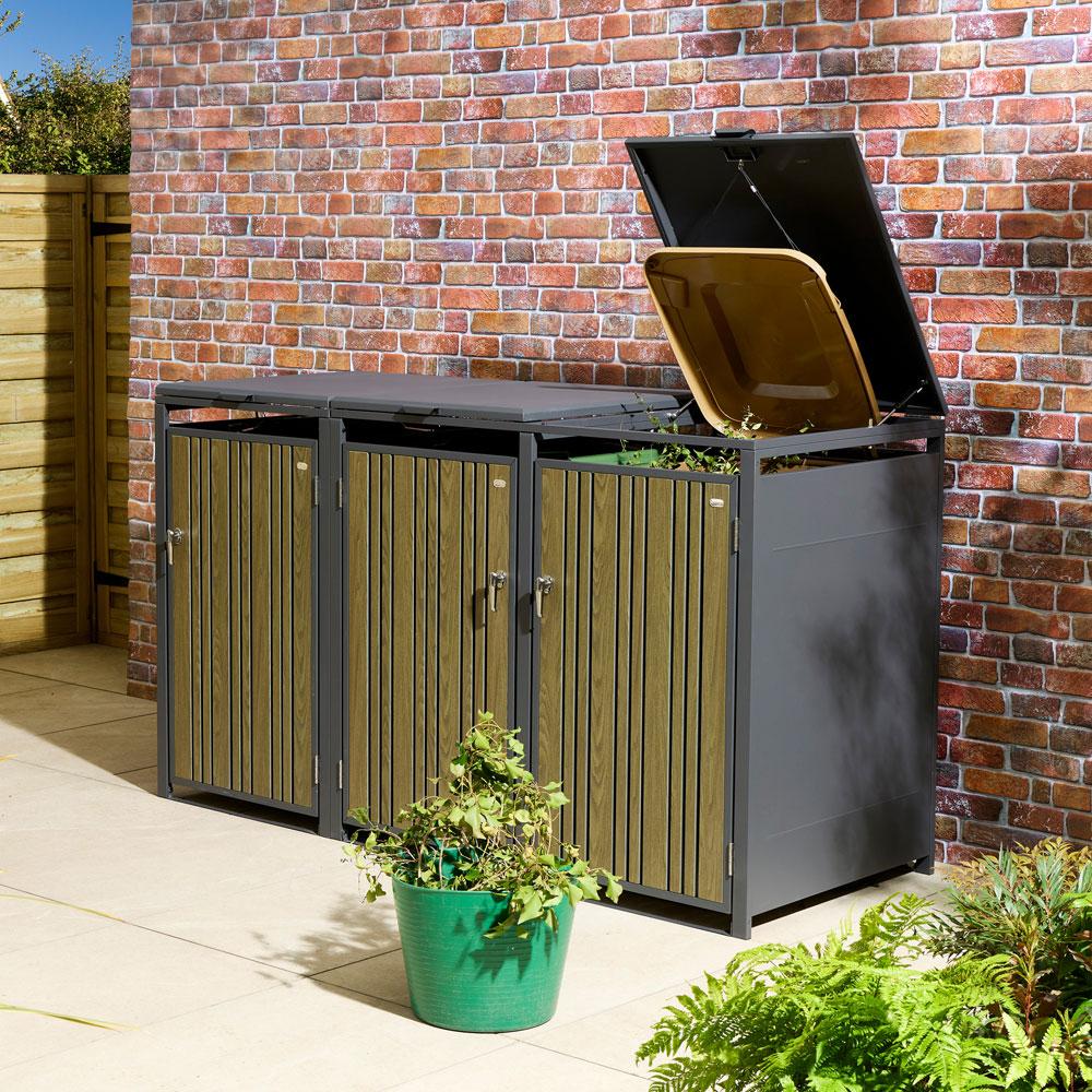 Rowlinson Wimbledon Oak 3 Wheelie Bin Store Image 2