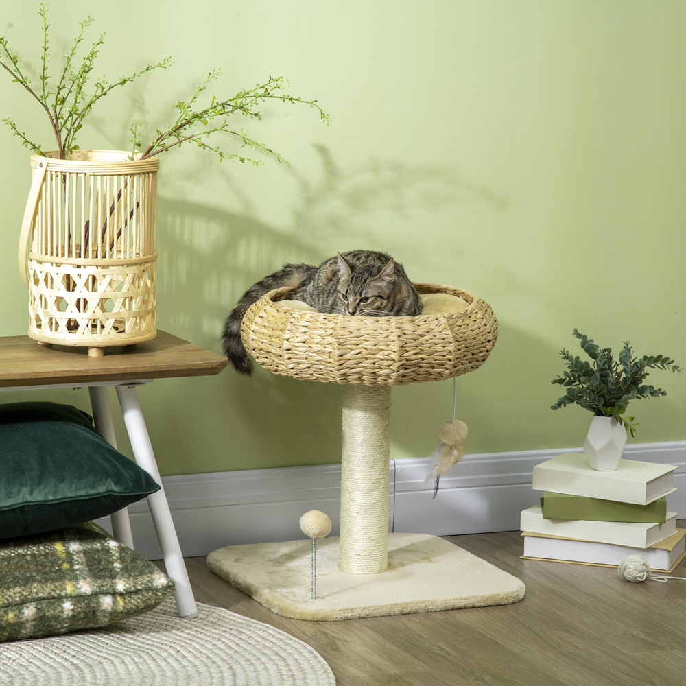 PawHut 51cm Beige Cat Activity Tree Image 2