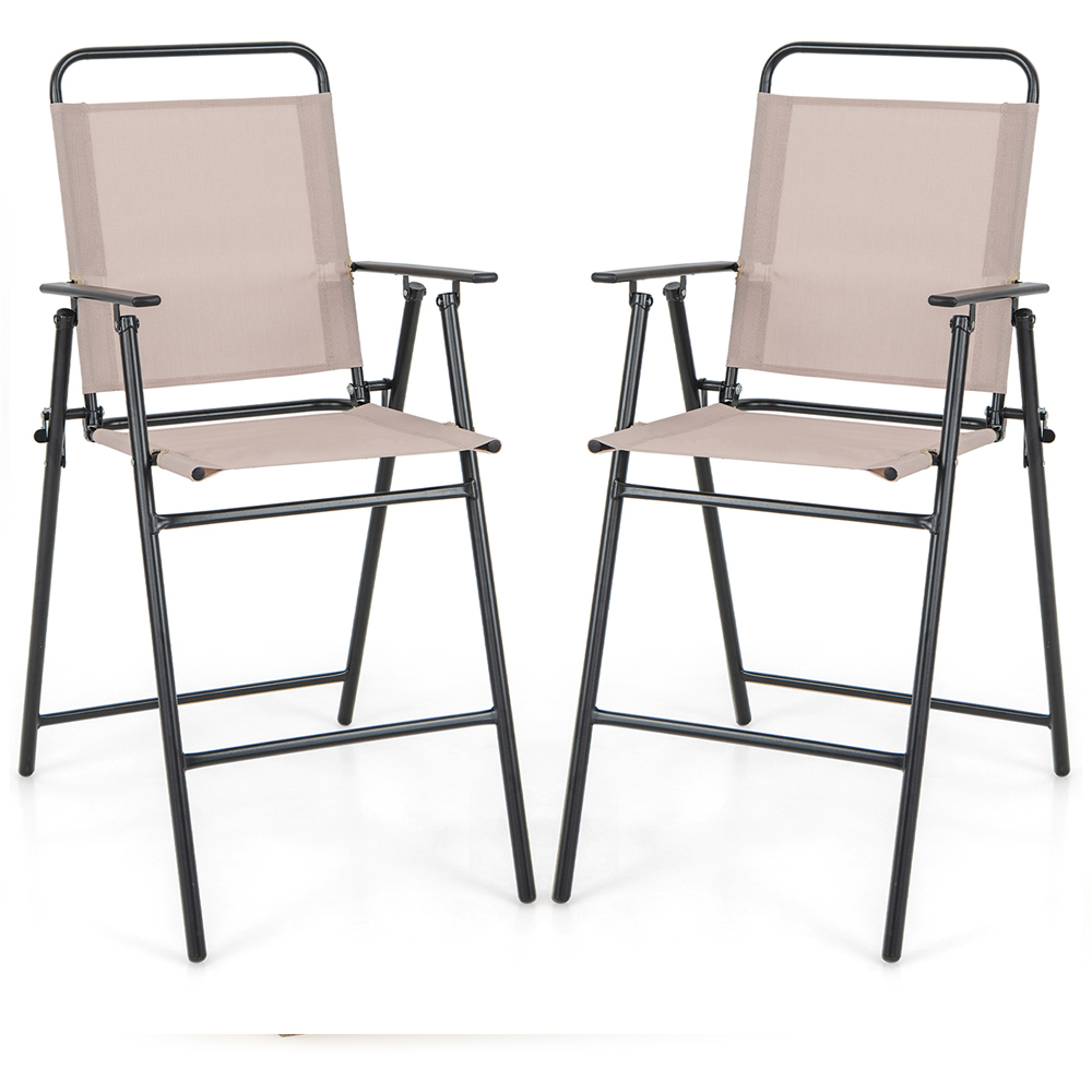 Costway Set of 2 Beige Folding Outdoor Chair Image 2