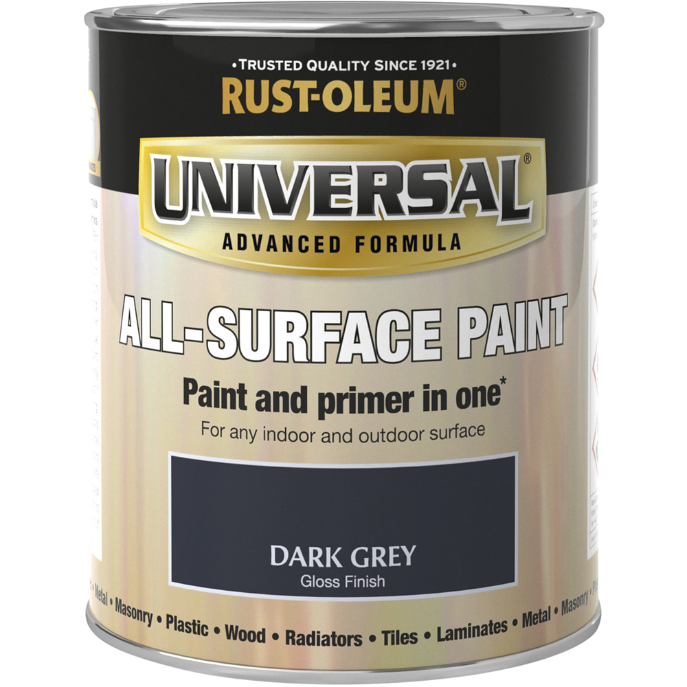 Rust-Oleum Universal All Surface Dark Grey Gloss Paint 250ml Image 2