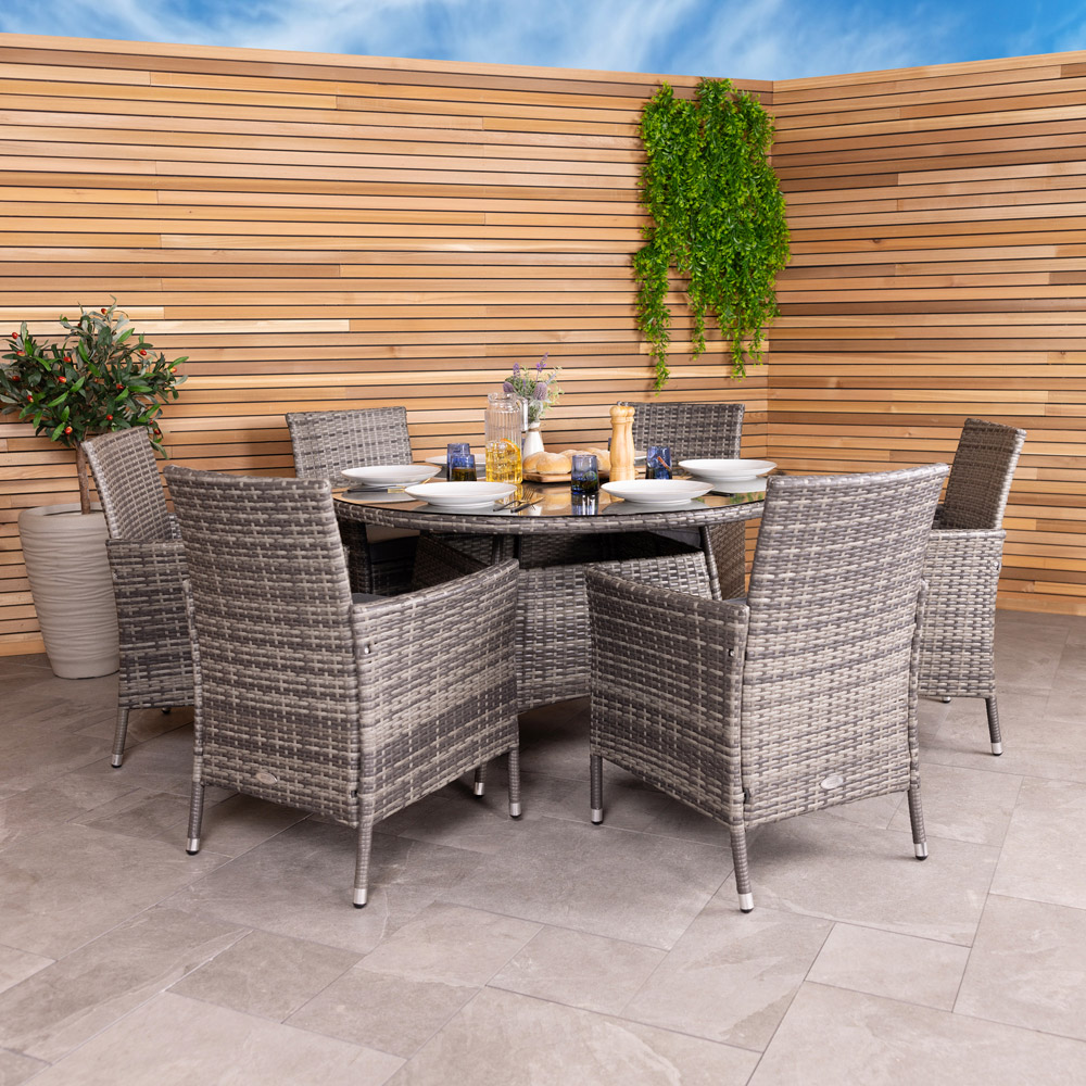 Charles Bentley 6 Seater Rattan Dining Set Grey Image 6