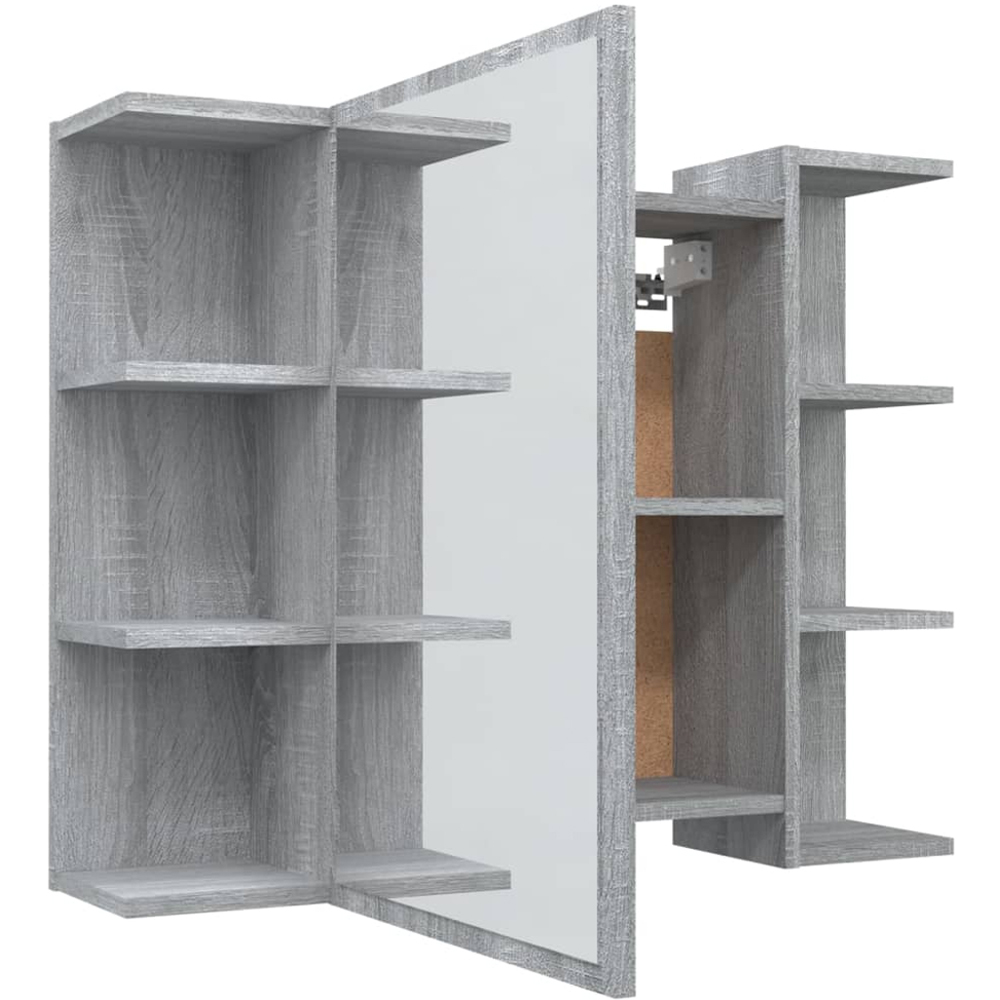 vidaXL Single Door 6 Shelf Grey Sonoma Wall Mounted Mirrored Bathroom Cabinet Image 4