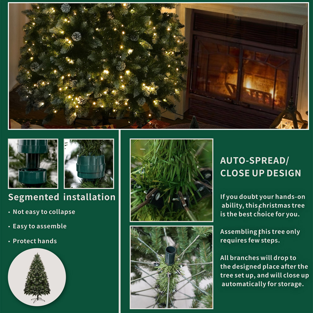 Abrihome Pre Lit Snow Flocked Artificial Christmas Tree 6ft Image 6