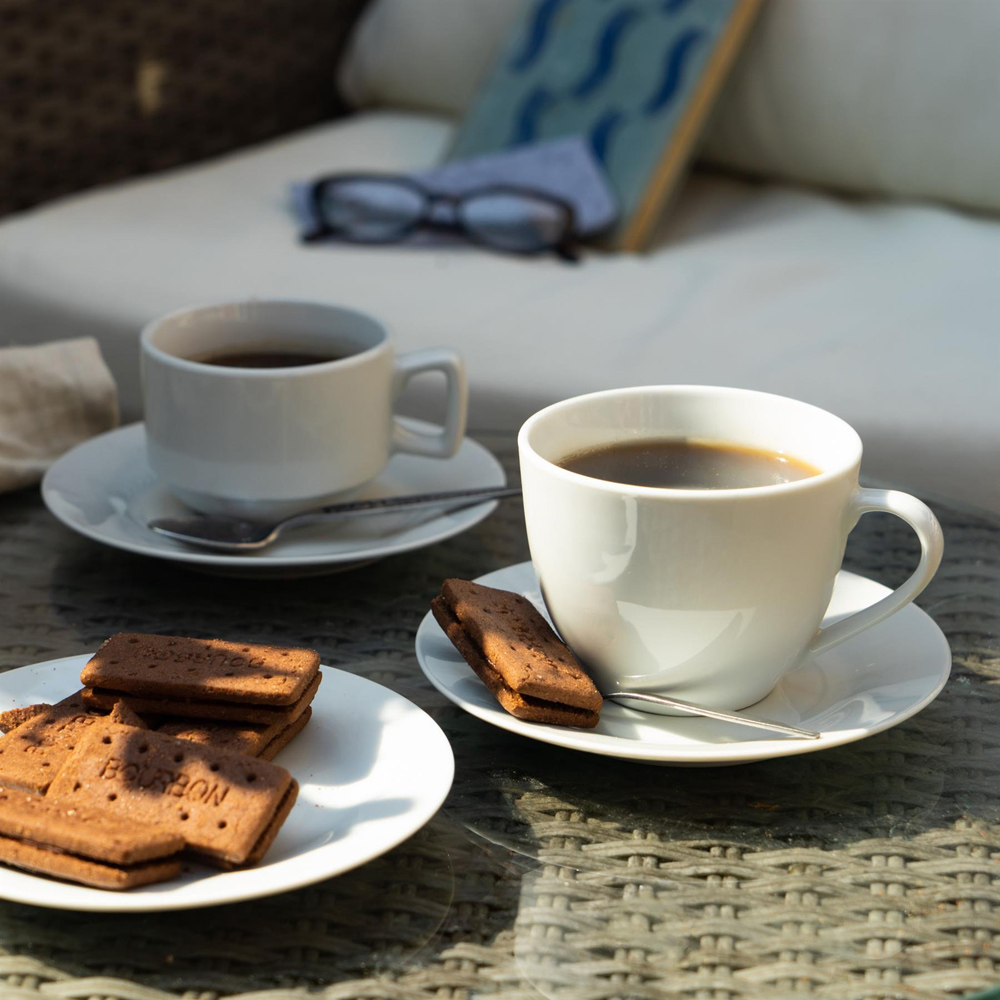 Argon Tableware Classic White Porcelain 48 Piece Cappuccino Cup and Saucer Set 320ml Image 2