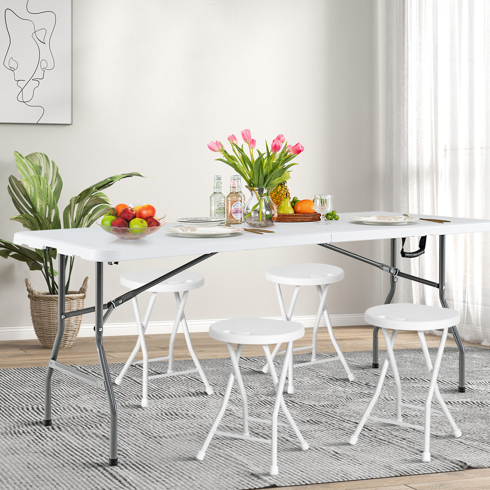 Costway Plastic Folding Dining Table with Metal Legs Image 4