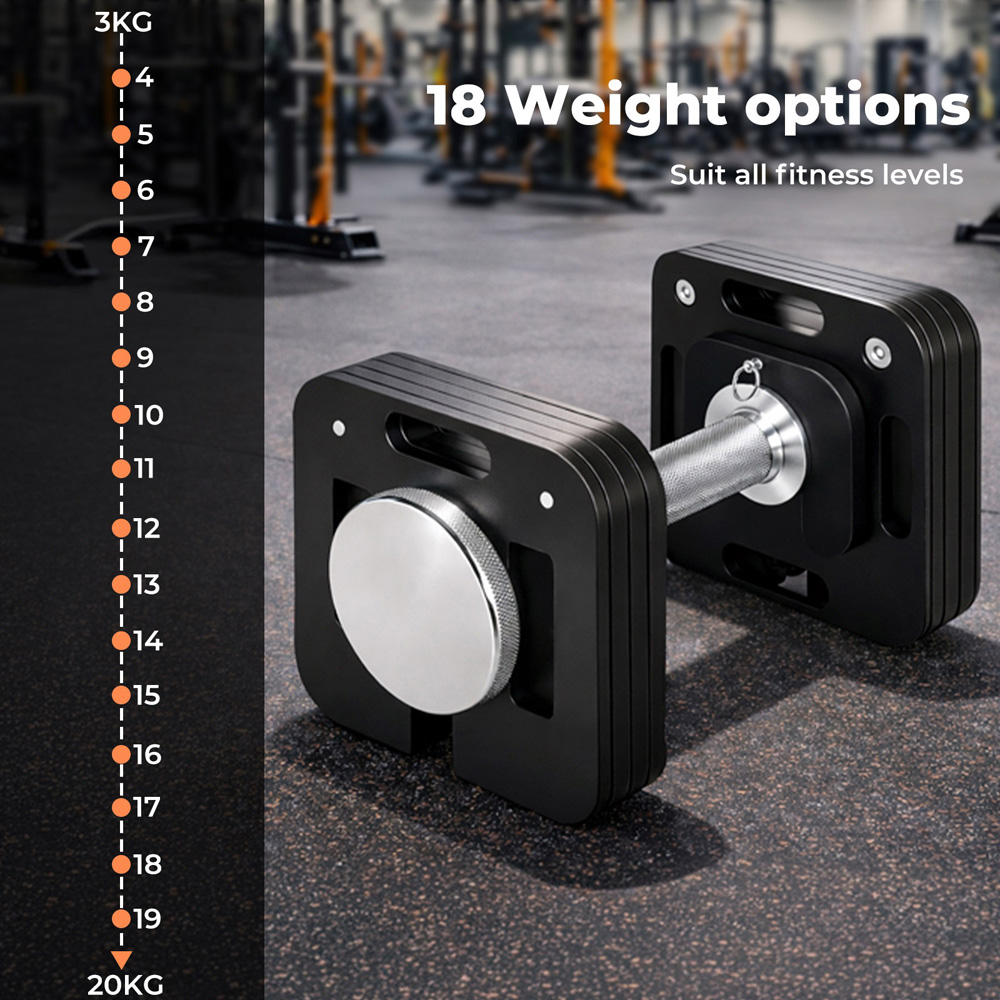 Traderight Centra 4-20kg Adjustable Dumbbell Set with Auto-Lock Image 6