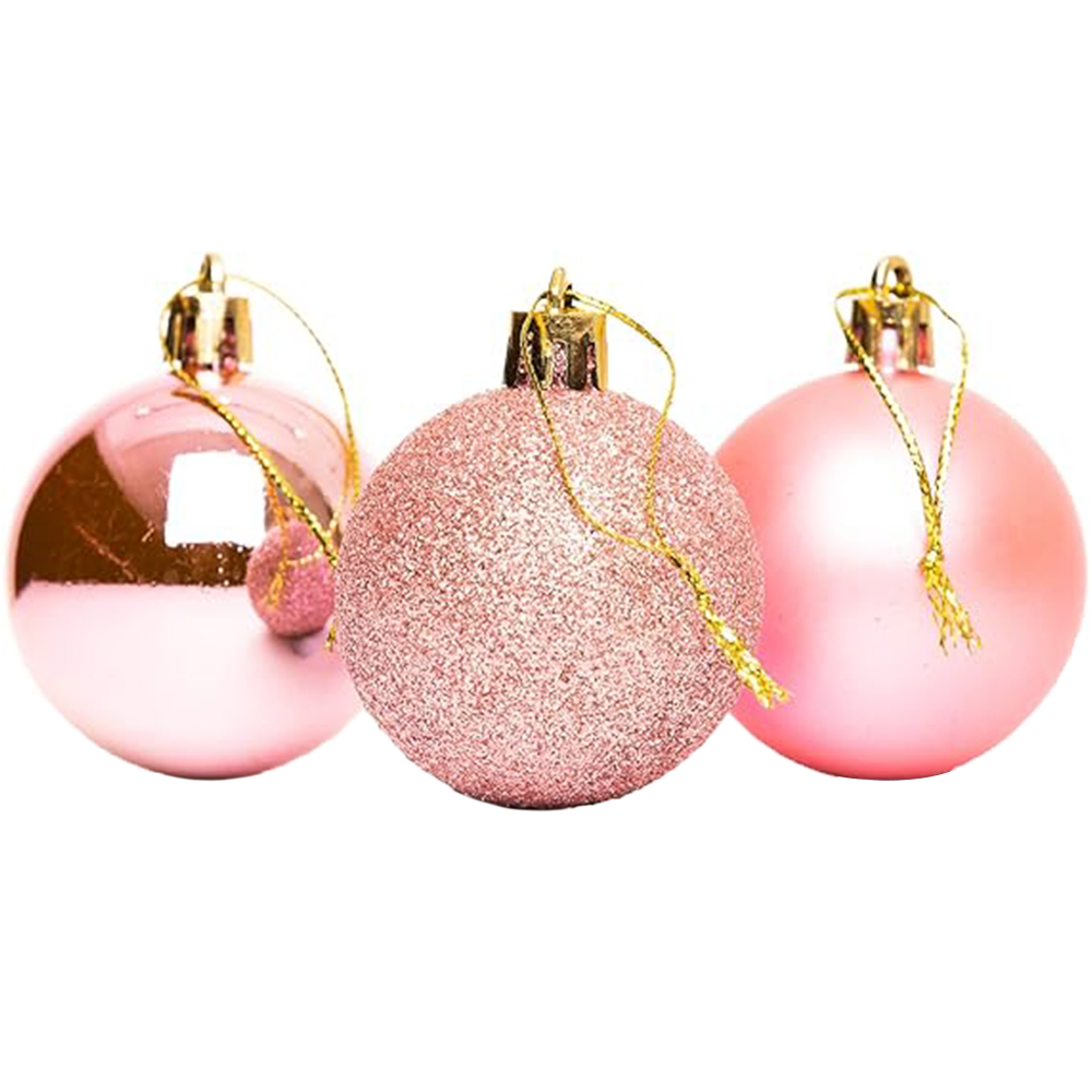 Shatchi 10cm Pale Pink Shatterproof Christmas Bauble 6 Pack Image 2