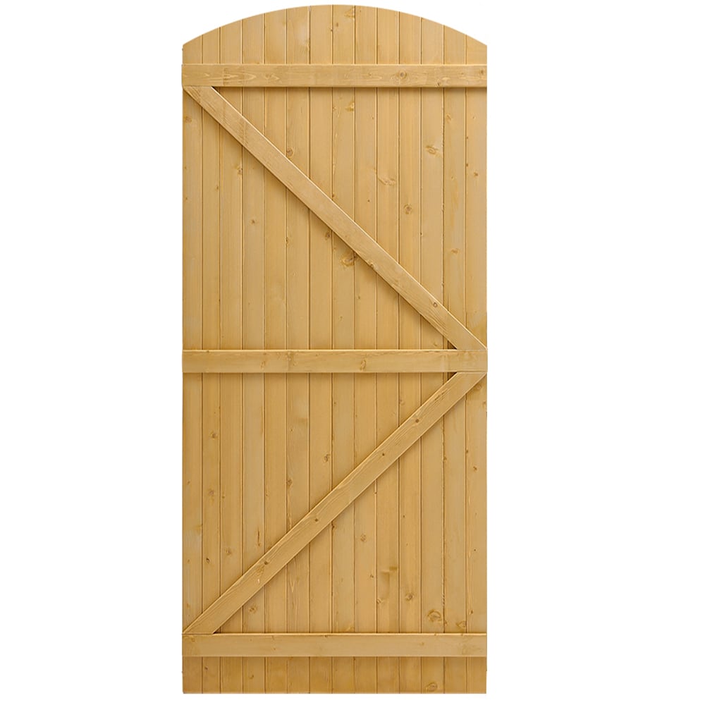 Living and Home 2.9 x 6.8ft Semi Braced Arched Top Wooden Garden Gate Image 1