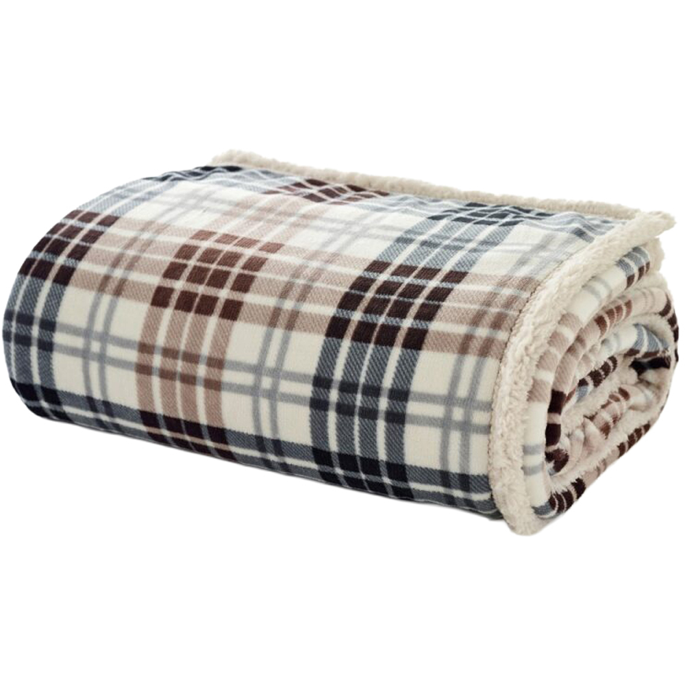 Deyongs Navy and Choco Balwin Tartan Throw 140 x 180cm Image 1