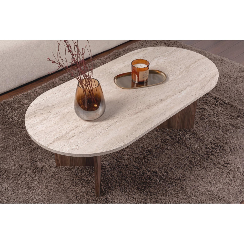 Decortie Sable Travertine and Istanbul Walnut Coffee Table Image 5