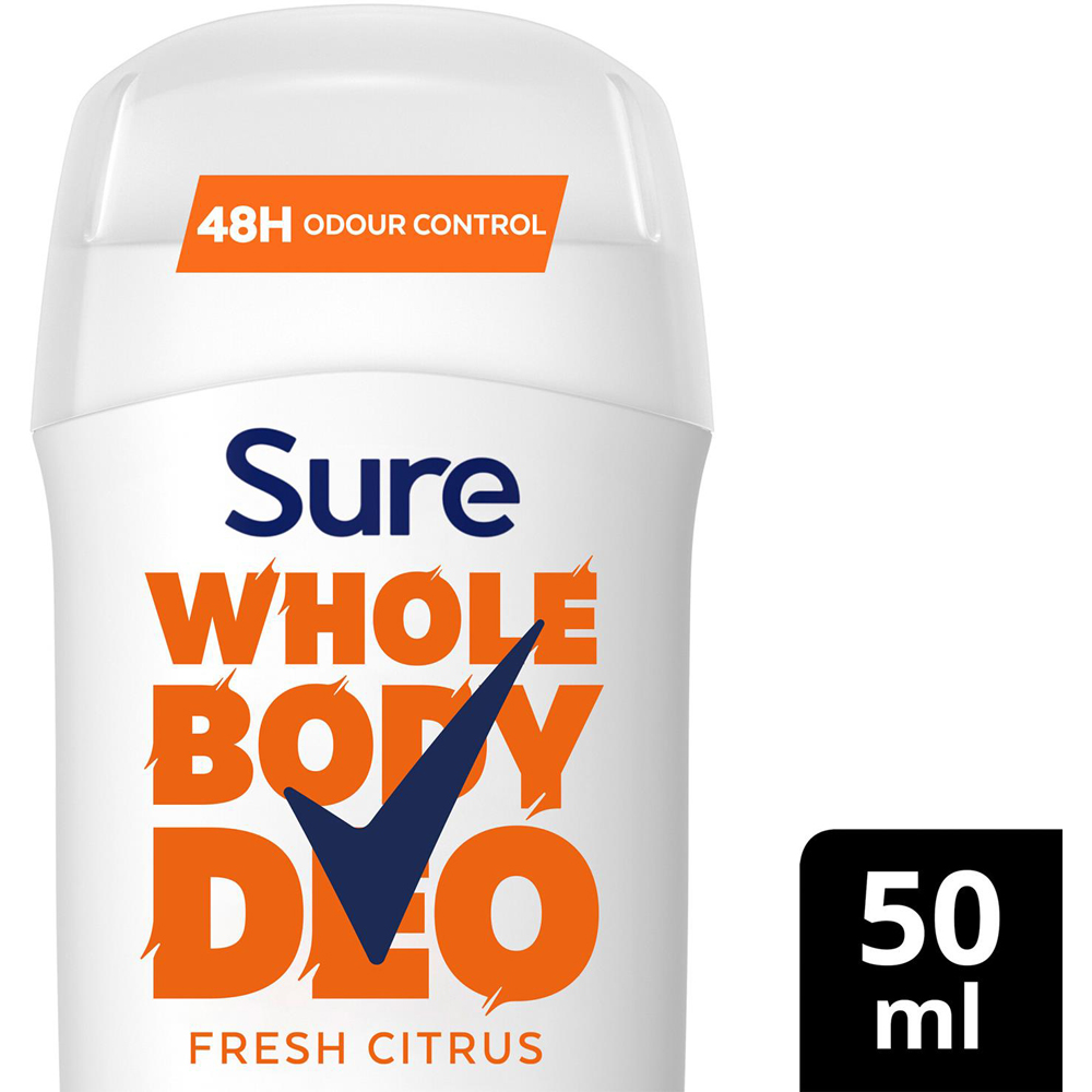 Sure Women Aluminium Free Whole Body Fresh Citrus Deodorant Stick 50ml 6 Pack Image 4