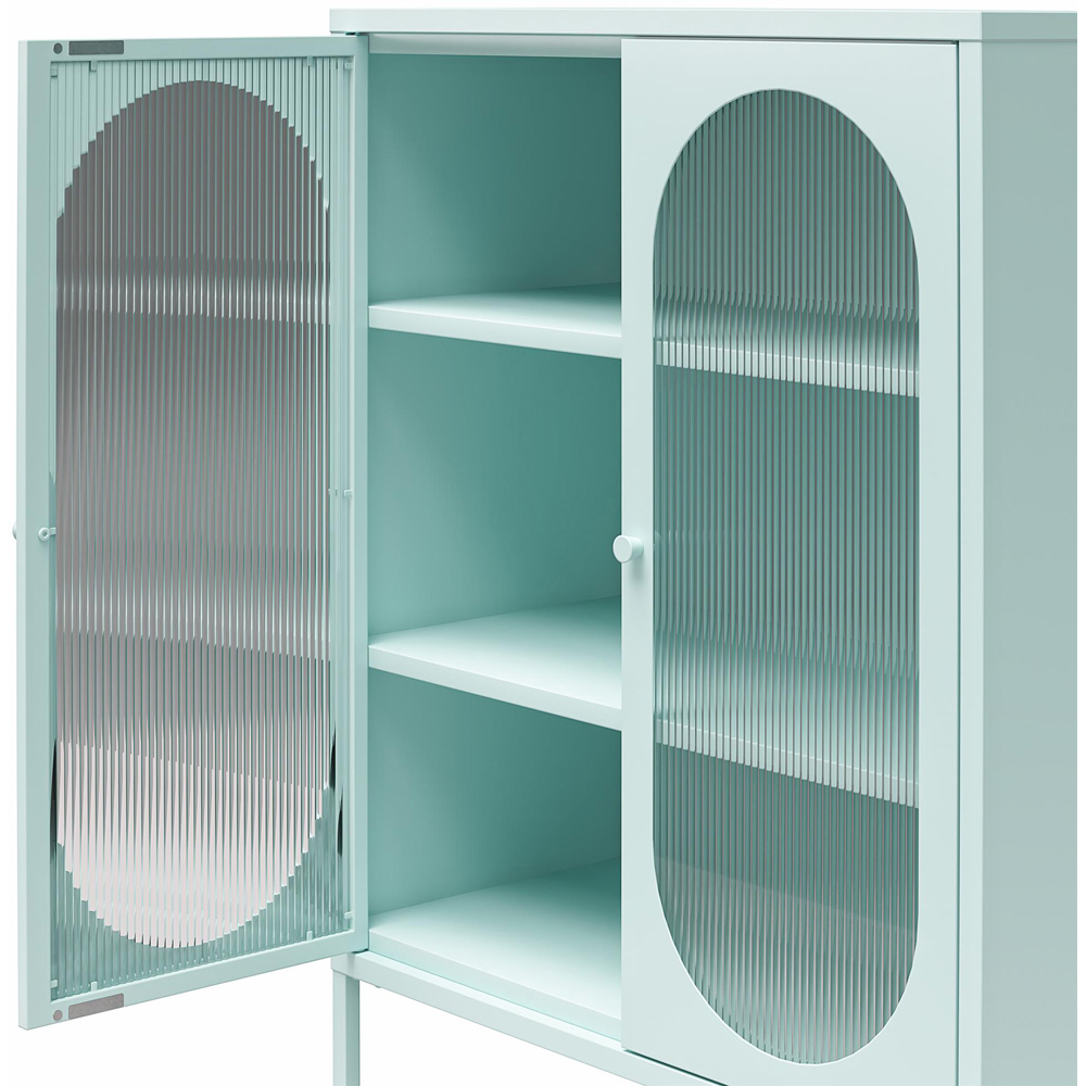 Dorel Luna 2 Door Sky Blue Fluted Glass Accent Cabinet Image 4
