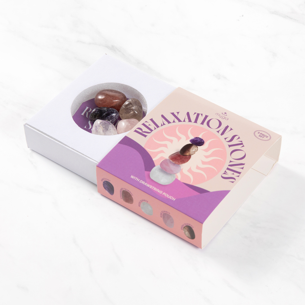 Myga Relaxation Wellbeing Stone Collection with Drawstring Pouch Image 2