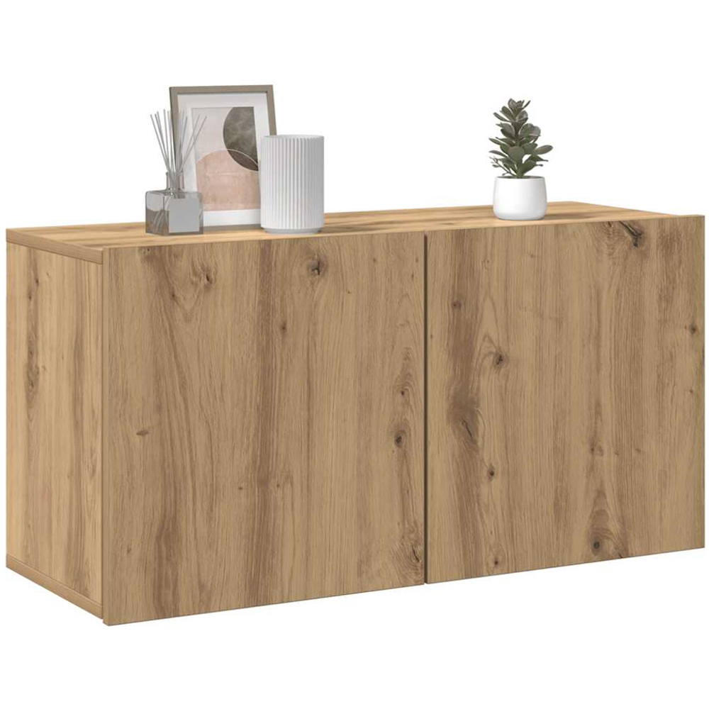 vidaXL 2 Door Artisan Oak Wall Mounted TV Cabinet Image 4