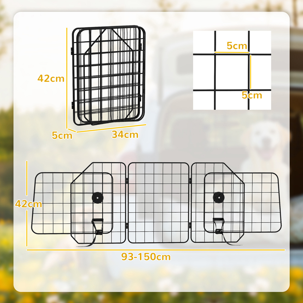 PawHut Dog Car Barrier with Adjustable Width Image 7