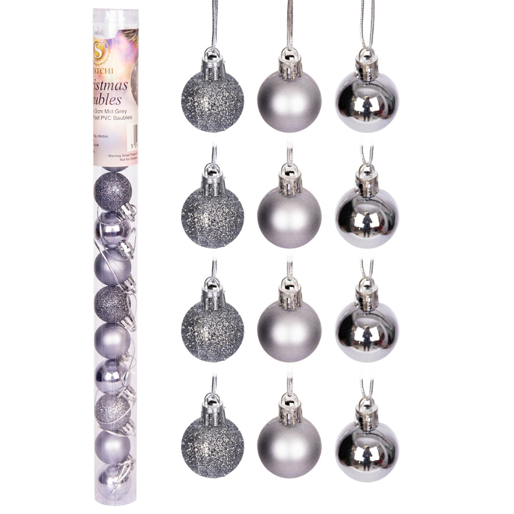 Shatchi Mid Grey Luxury Bauble 24 Pack Image 2