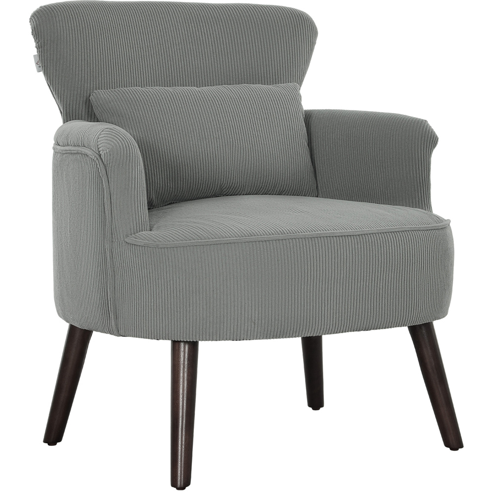 HOMCOM Modern Grey Upholstered Accent Armchair Chair Image 2