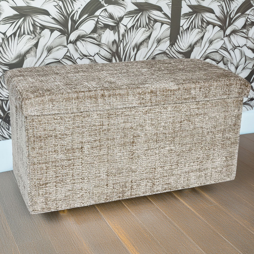 Chenille Storage Trunk Light Brown Image 1