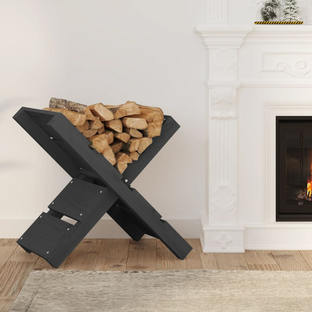 vidaXL Grey Pine Wood Firewood Log Holder 48 x 47 x 39.5cm Image 2