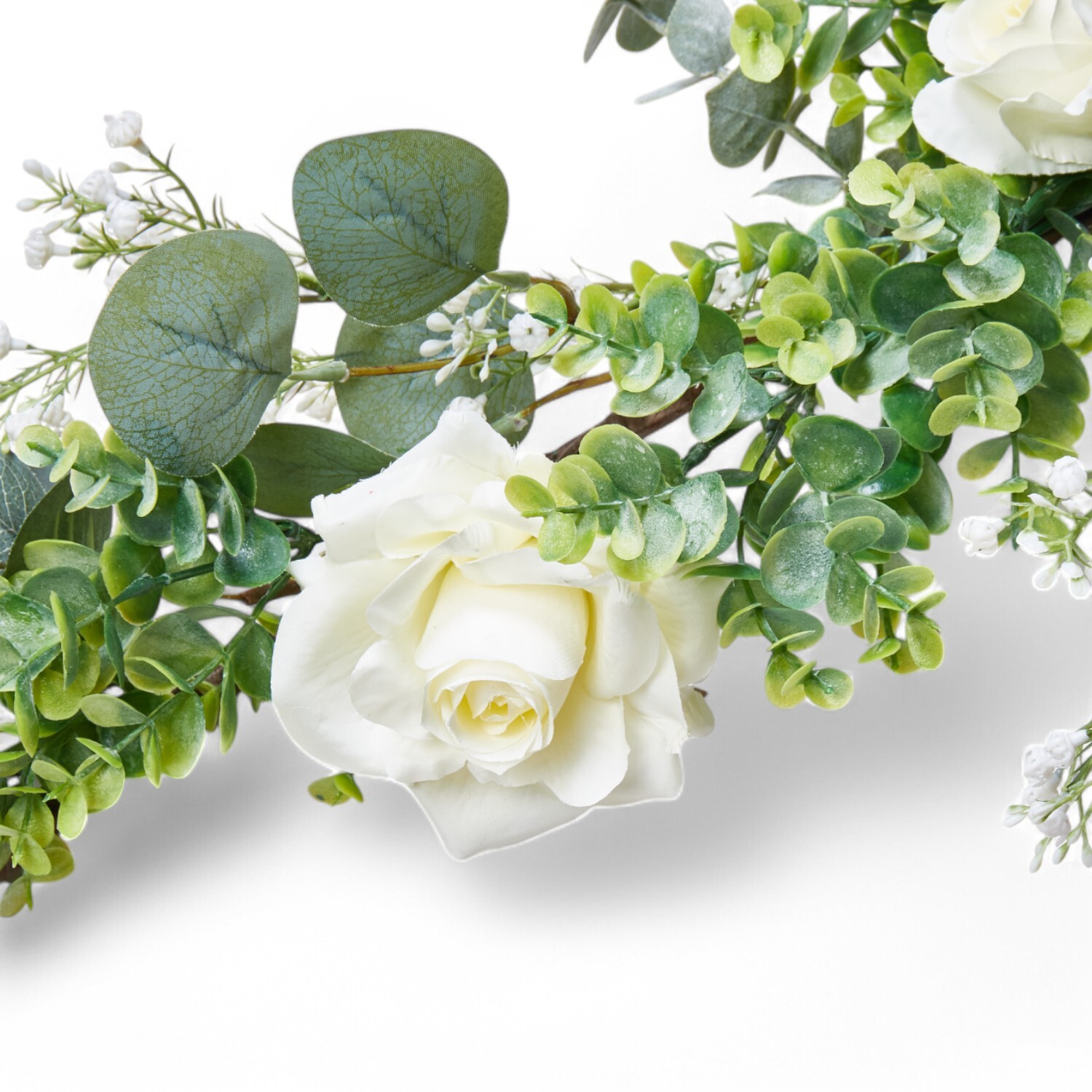 White Rose Eucalyptus Luxury Garland White Image 3