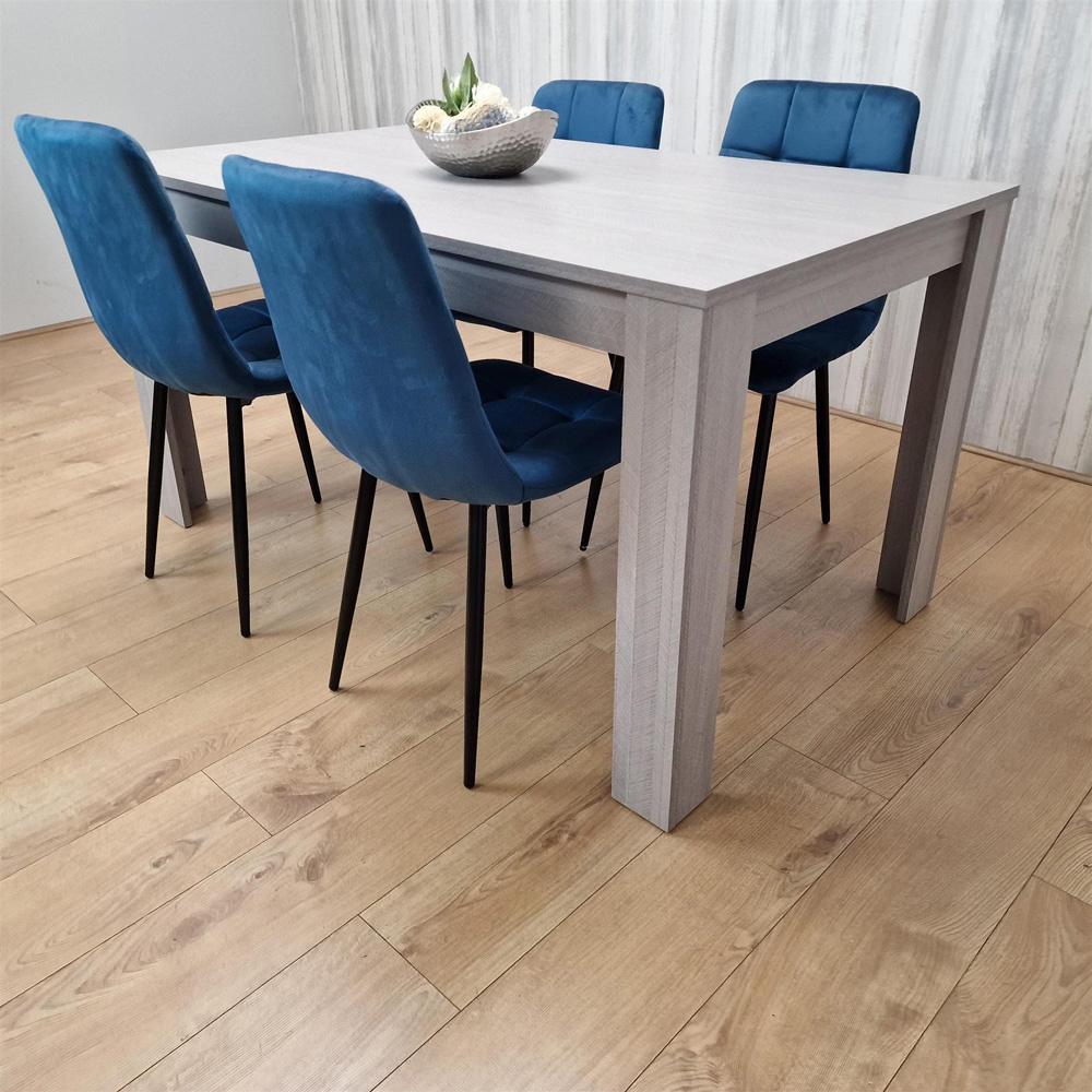 Kosy Koala 4 Seater Velvet Arrow Design Dining Set Grey and Blue Image 6