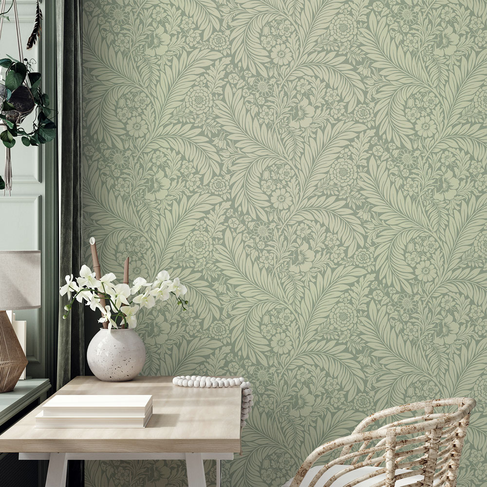Belgravia Decor Florence Green Wallpaper Image 2