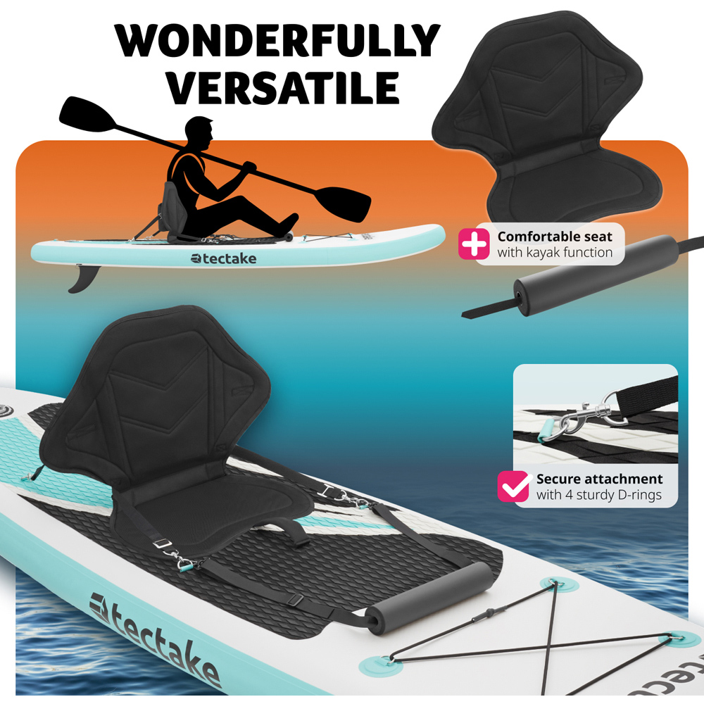 Tectake 2 in 1 White and Turquoise Inflatable SUP Kayak Image 6