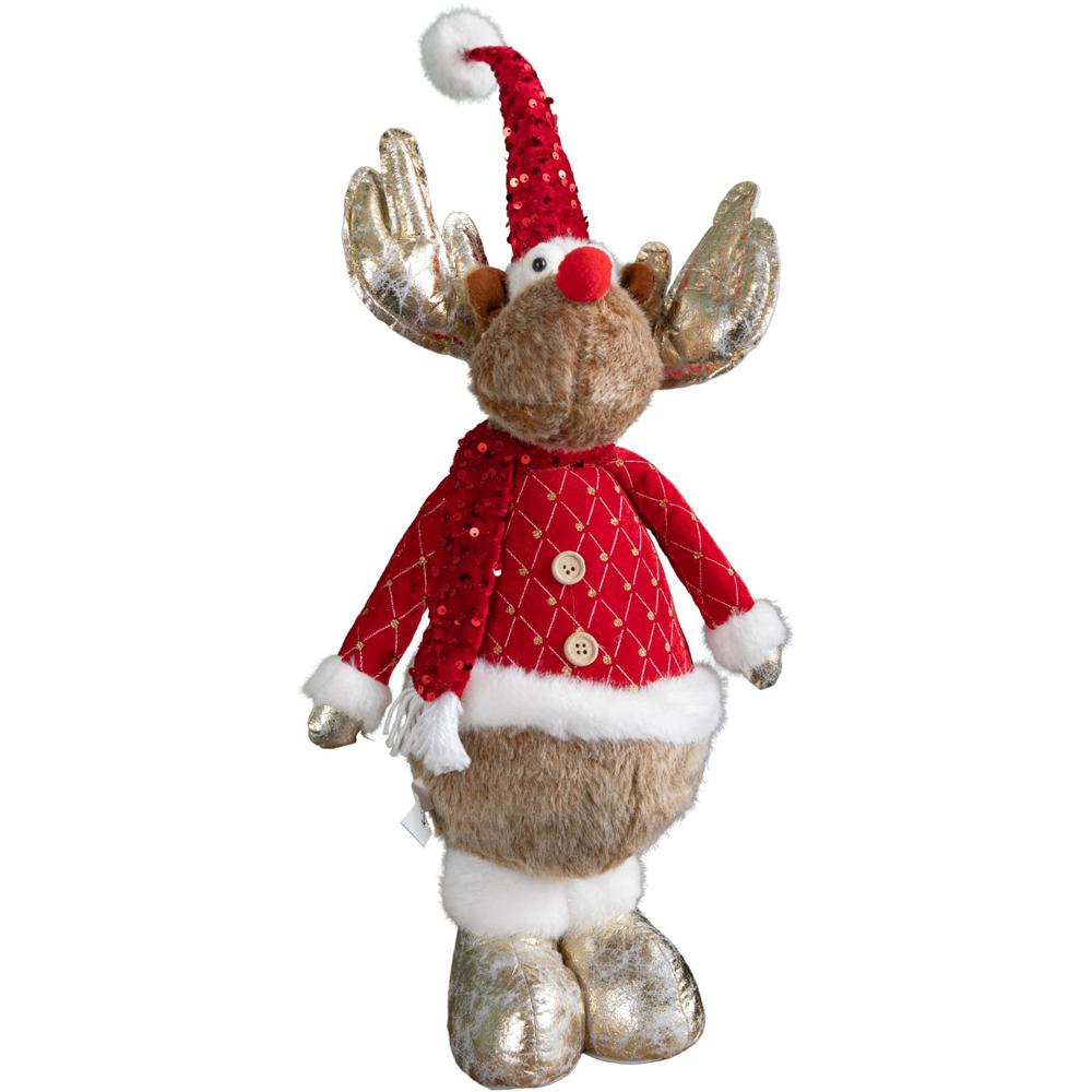 Samuel Alexander Standing Plush Golden Cupid Reindeer Christmas Decoration 65cm Image