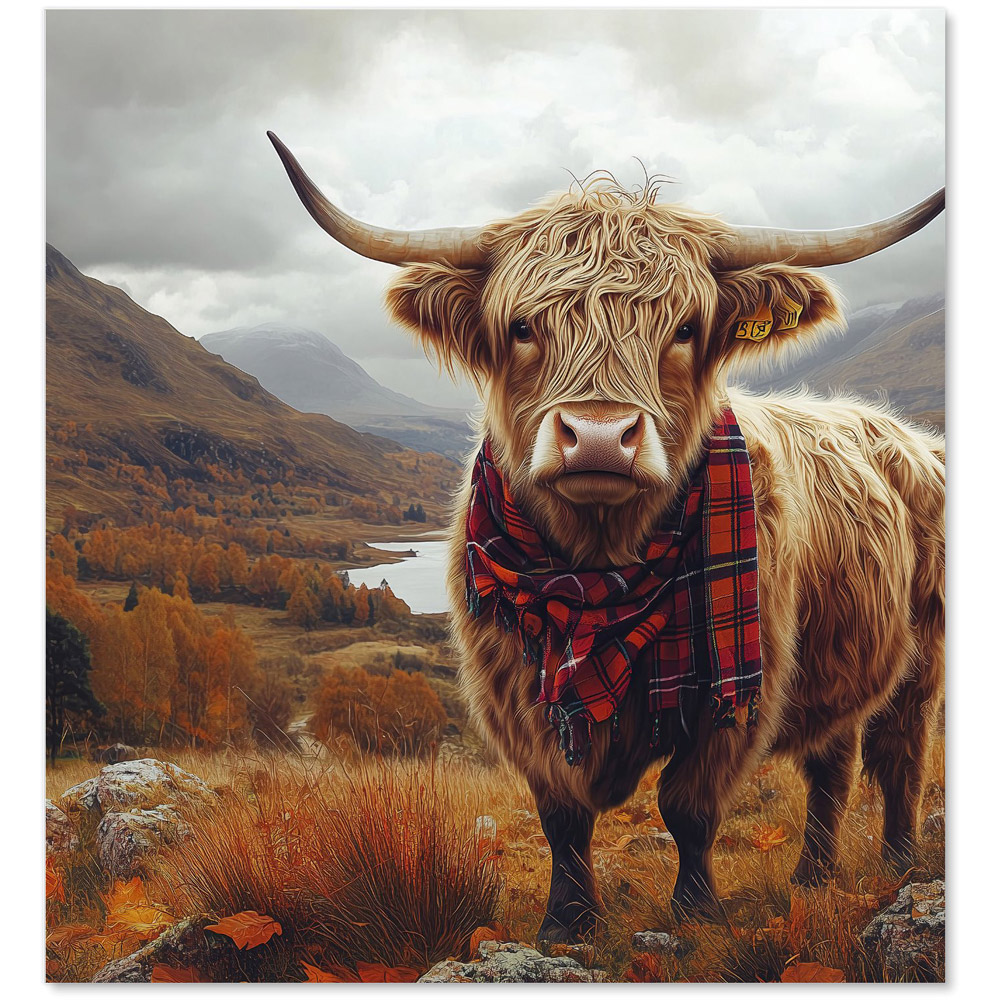 Warren Reed Designer Autumnal Highland Cow Glass Kitchen Splashback 65 x 60cm Image 2