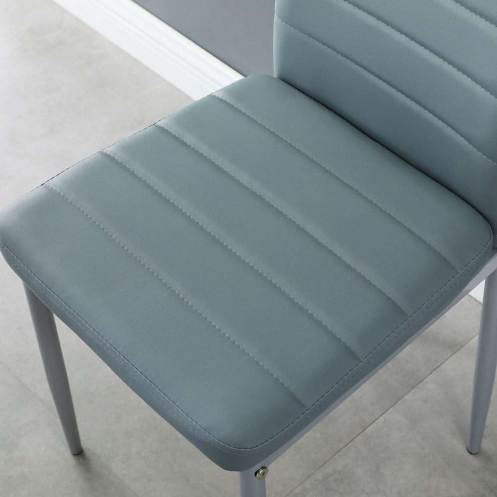 Denver Set of 4 Grey Faux Leather Dining Chairs Image 5