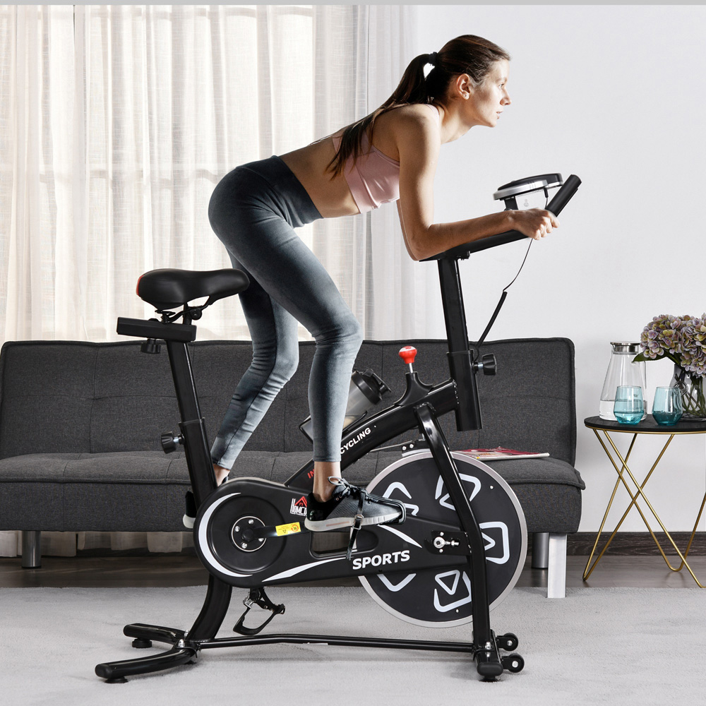 HOMCOM Black Belt Driven Exercise Bike Image 2