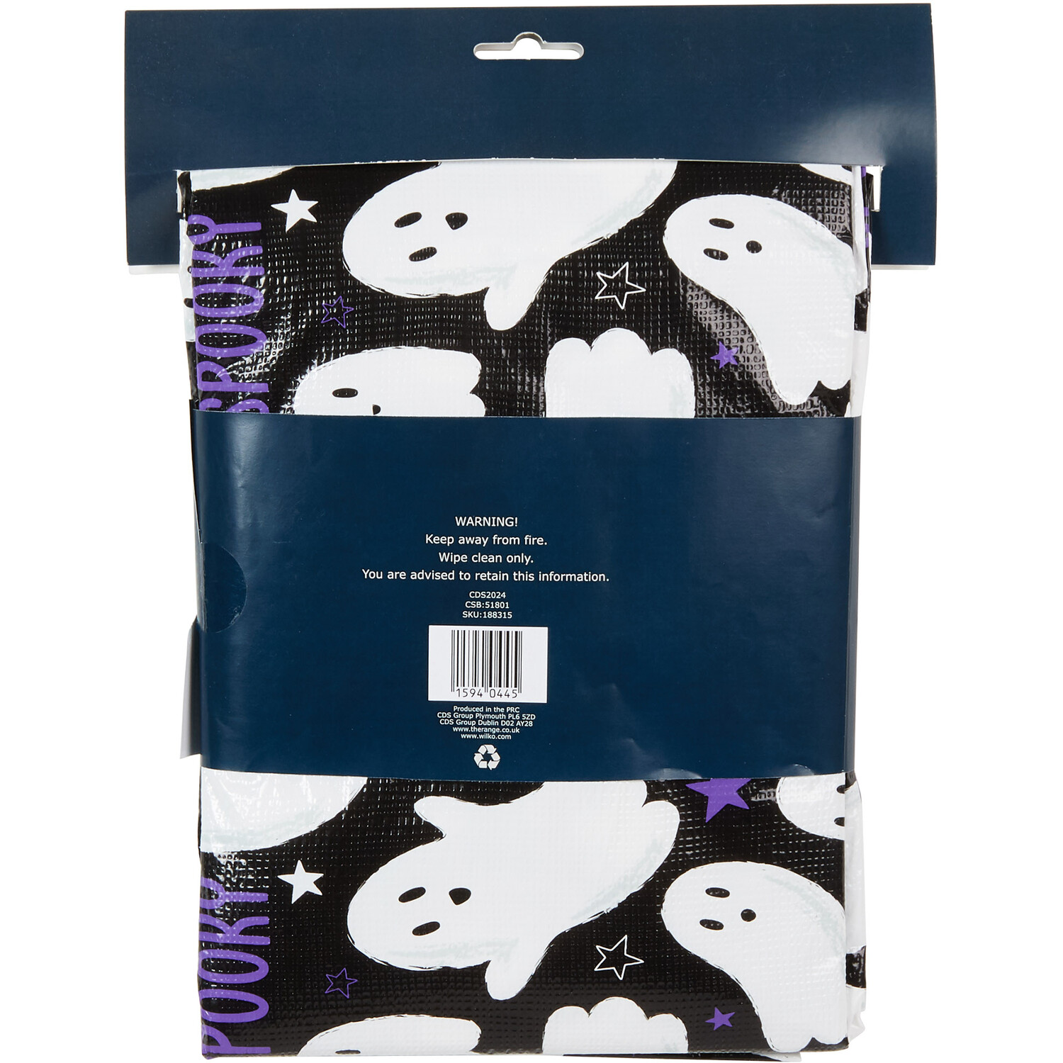 Halloween Ghost Wipe Clean Tablecloth - Black Image 4