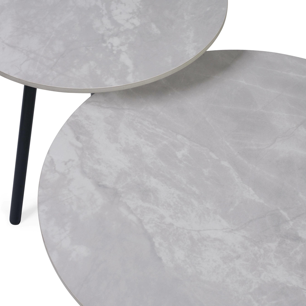 Julian Bowen Casper Grey Marble Effect Sintered Stone Top Side Table Set of 2 Image 6